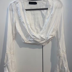 LF Charms Fashion White Flowy Sleeve Top